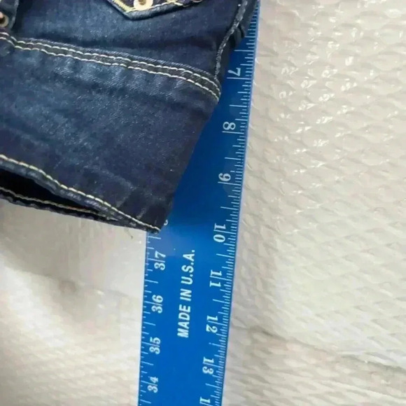 YMI Blue Jean Shorts with Rolled Cuffs and Distressed Look - Picture 7 of 7